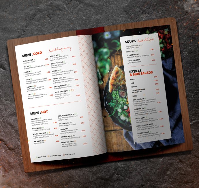 Konak Turkish restaurant menu design