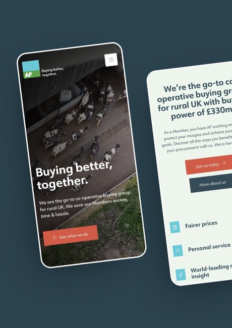 AF Group farming cooperative mobile optimised website design by Root Studio, Lincoln