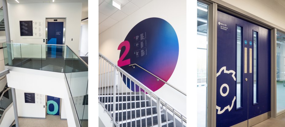 Creative internal wayfinding signage for college