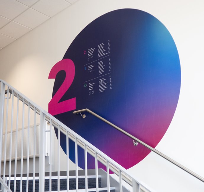 Air & Space Institute wayfinding stairwell signage