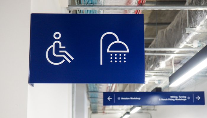 Overhead wayfinding signage