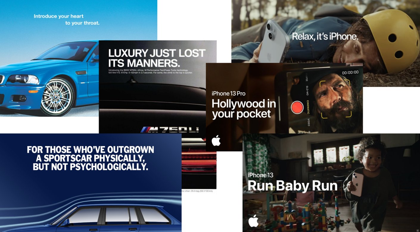 Example ads from BMW & Apple