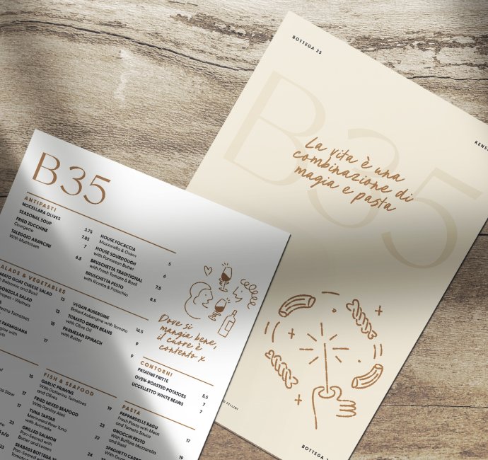 Bottega 35 Menu Design