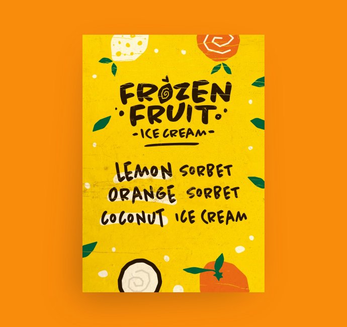 Frozen fruit menu board