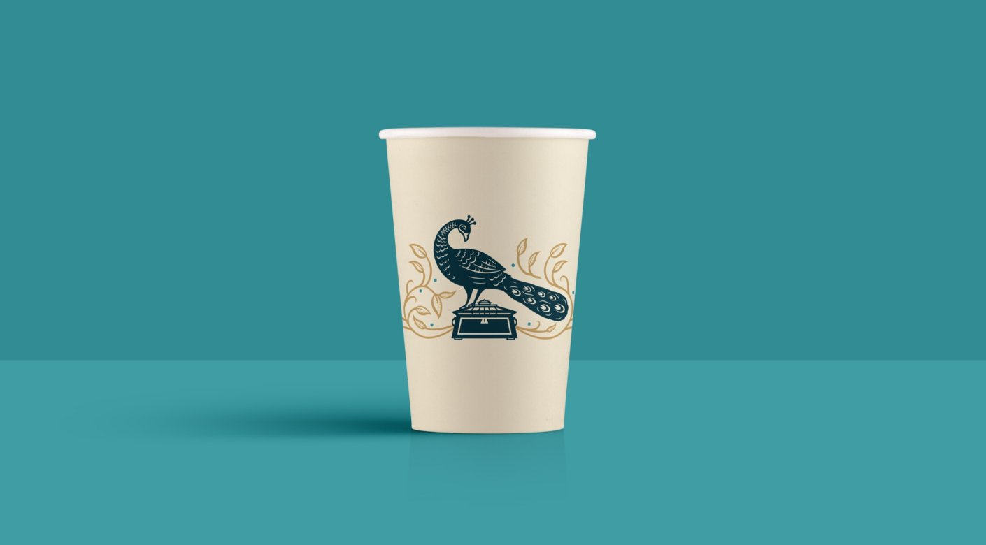 Hamira tearoom branded takeaway coffee cup