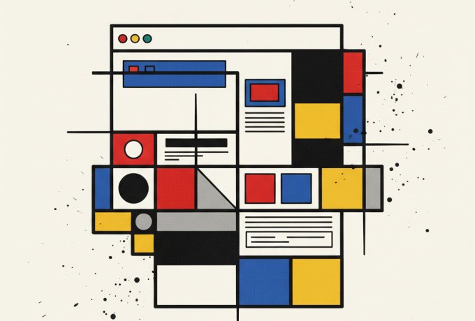 Bauhaus inspired website landing page illustration