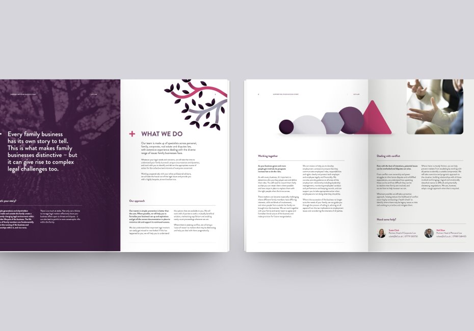 LCF Law brochure design by Root Studio
