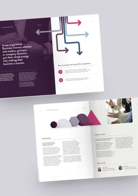 LCF Law brochure design by Root Studio