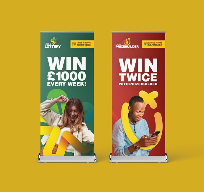 Lincs Notts Air Ambulance Lottery pull up banner by Root Studio