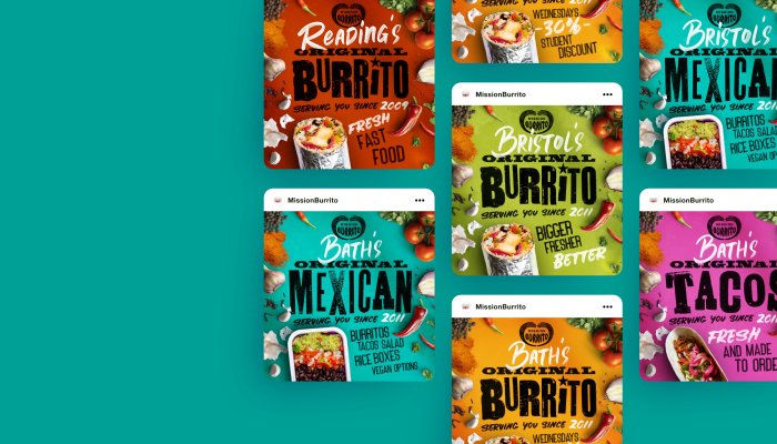 Burrito restaurant social media designs by Root Studio
