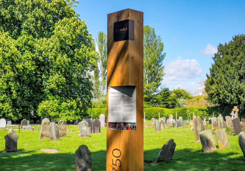 Oak heritage interpretation sign design by Root Studio
