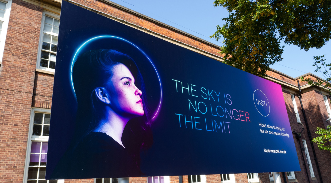 Air Space Institute ASI roadside signage design by Root Studio