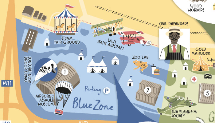 Duxford Air Show illustrated map design by Root Studio