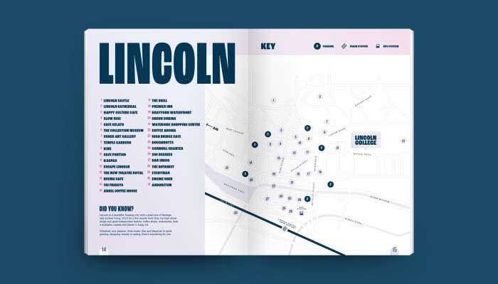 Lincoln College illustrated map design by Root Studio