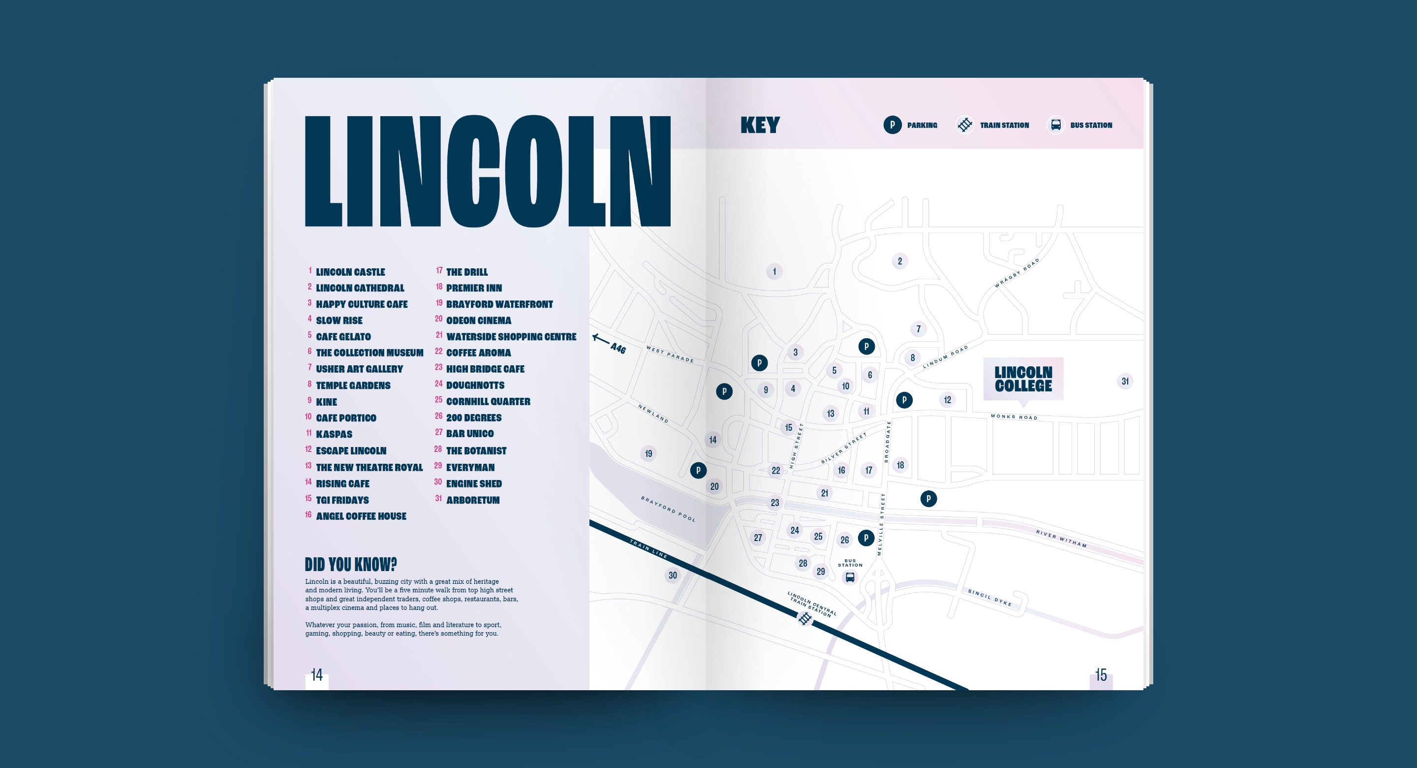 Lincoln College illustrated map design by Root Studio