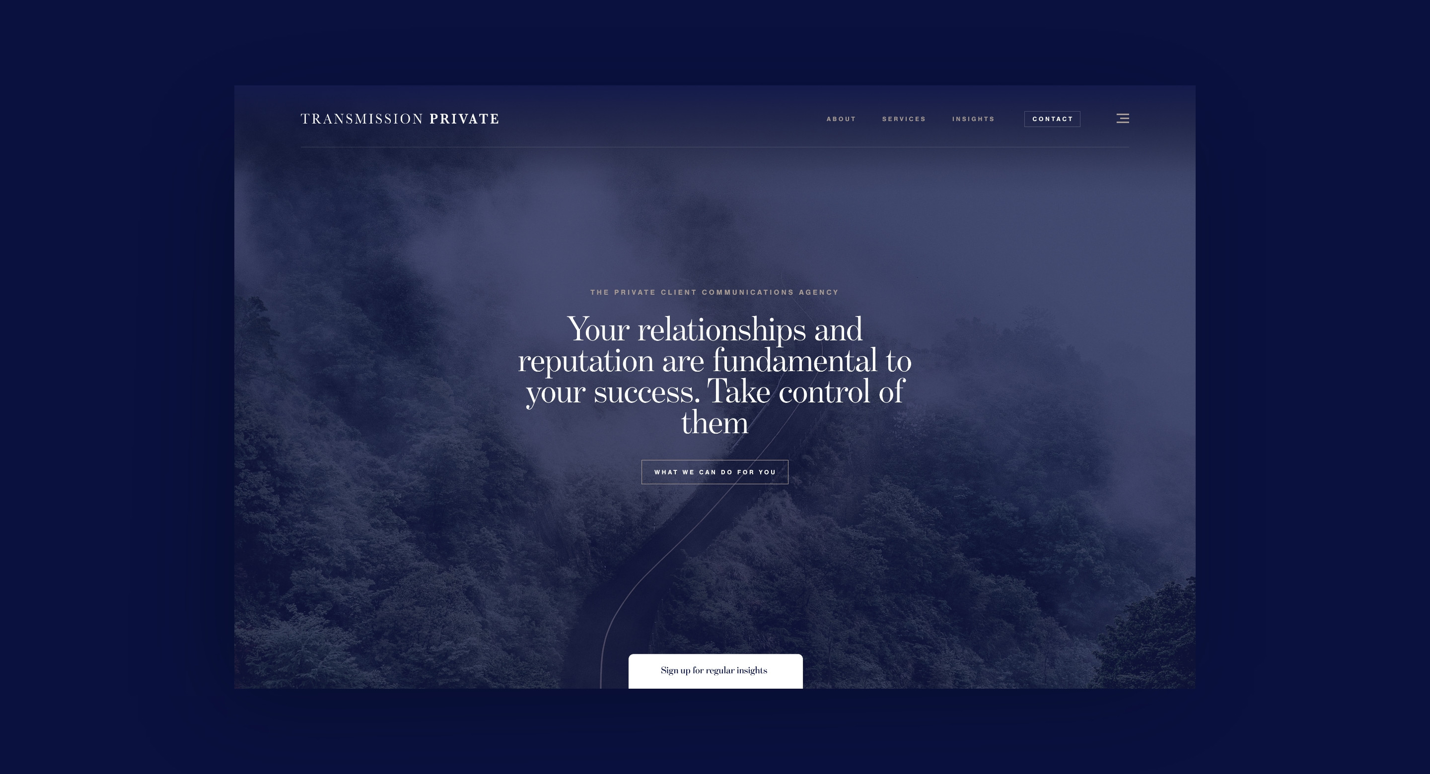 Website design for London PR firm Transmission Private
