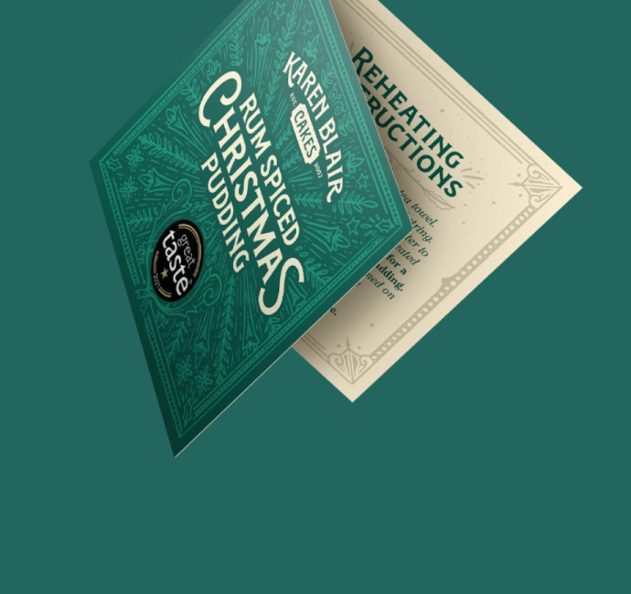 Karen Blair Cakes Christmas packaging tag design by Root Studio