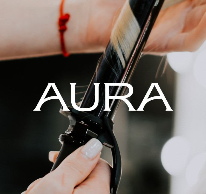 AURA hair & beauty salon logo design by Root Studio