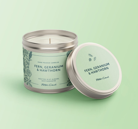 Potters Crouch Candle Tin Label Design by Root Studio