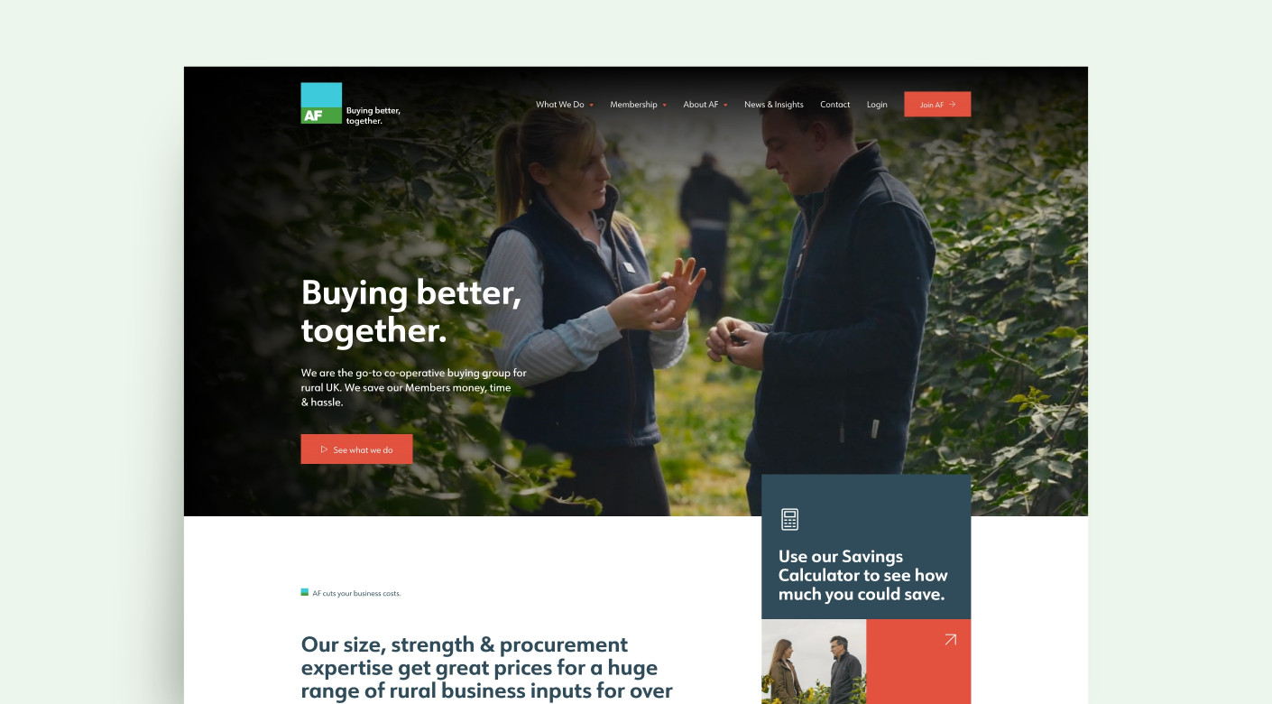 AF Group farming cooperative website design by Root Studio, Lincoln