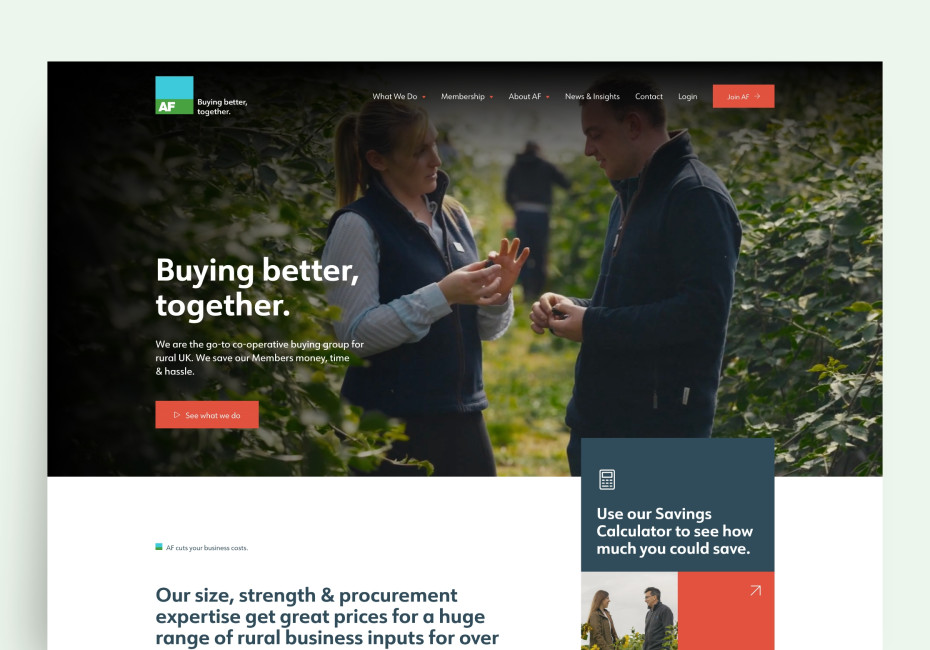 AF Group farming cooperative website design by Root Studio, Lincoln