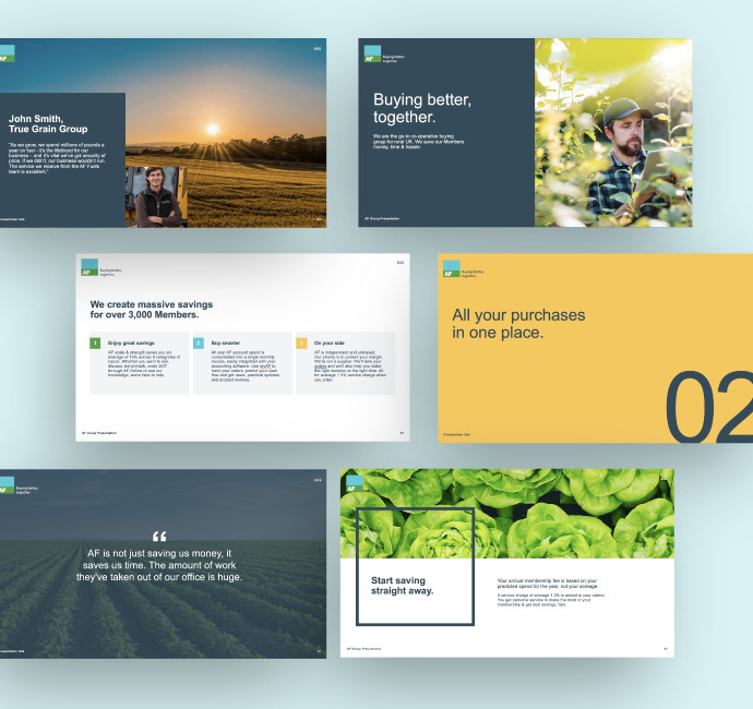 AF farming group powerpoint presentation template design