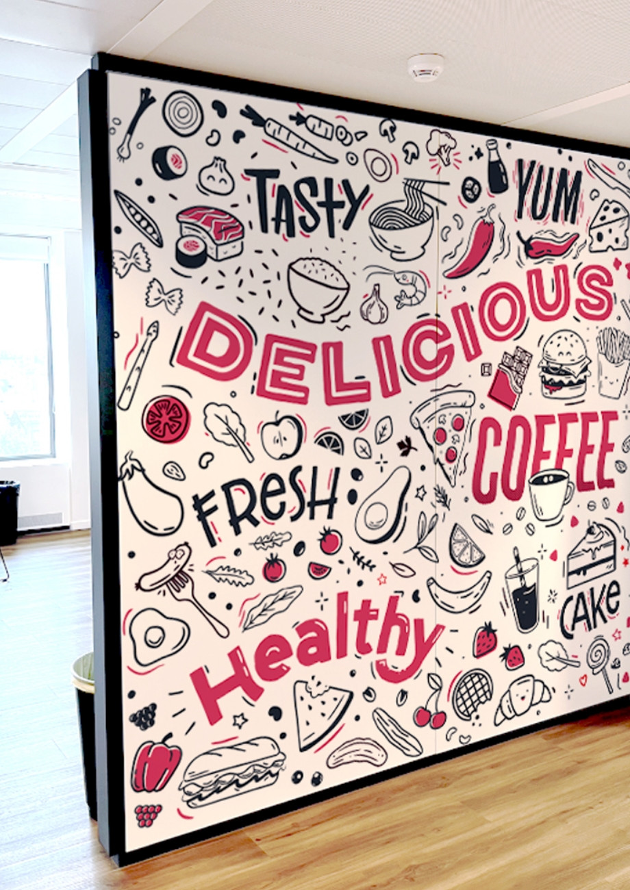 App Tweak cafe restaurant wall mural design by Root Studio