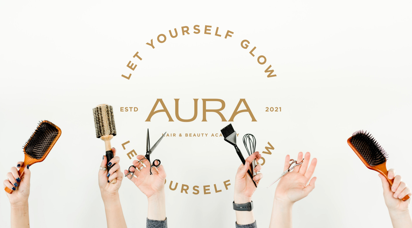 AURA Hair & Beauty wall mural design by Root Studio