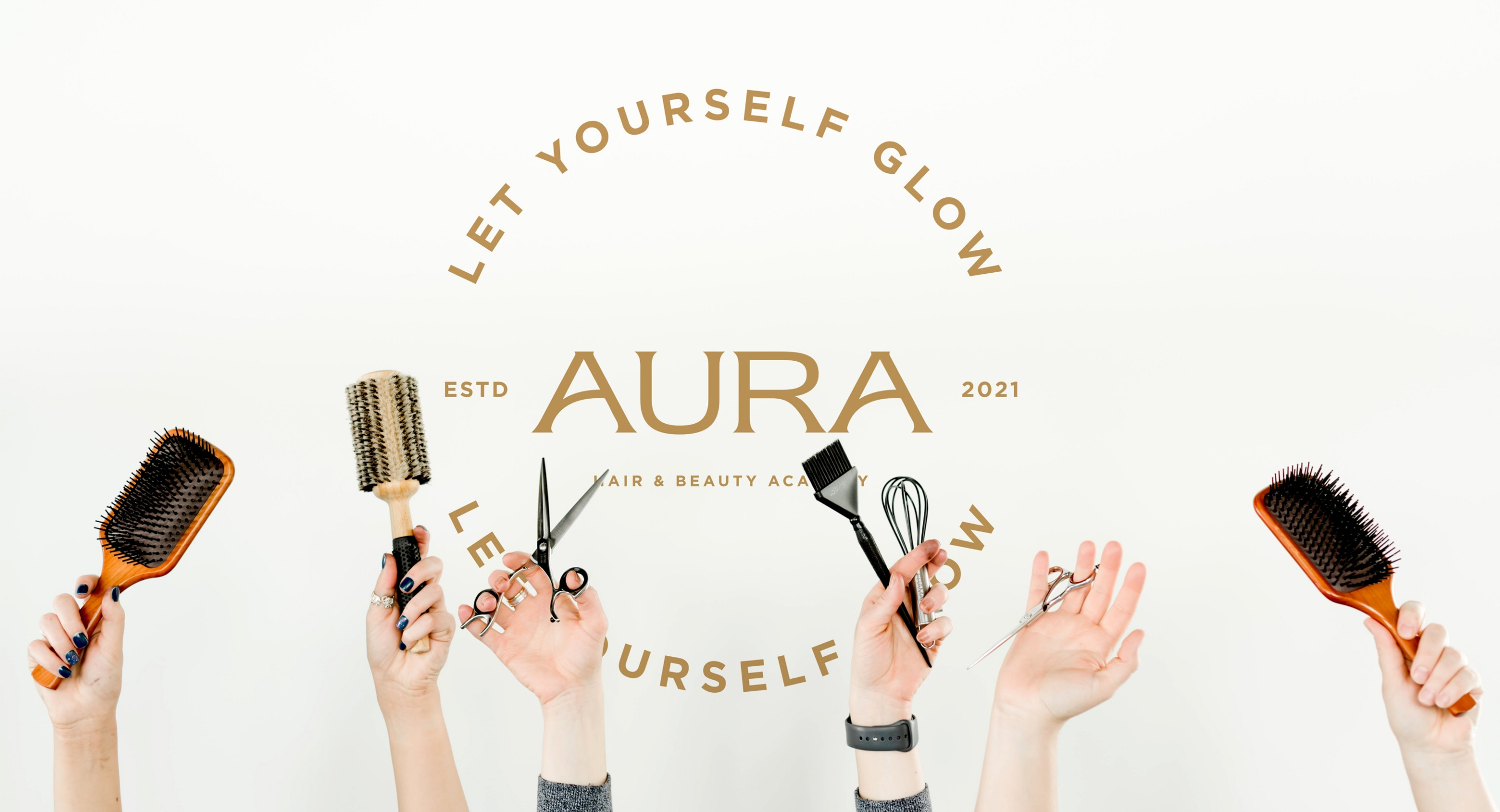 AURA Hair & Beauty wall mural design by Root Studio