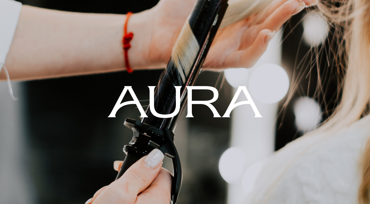 AURA Hair & Beauty logo branding design by Root Studio