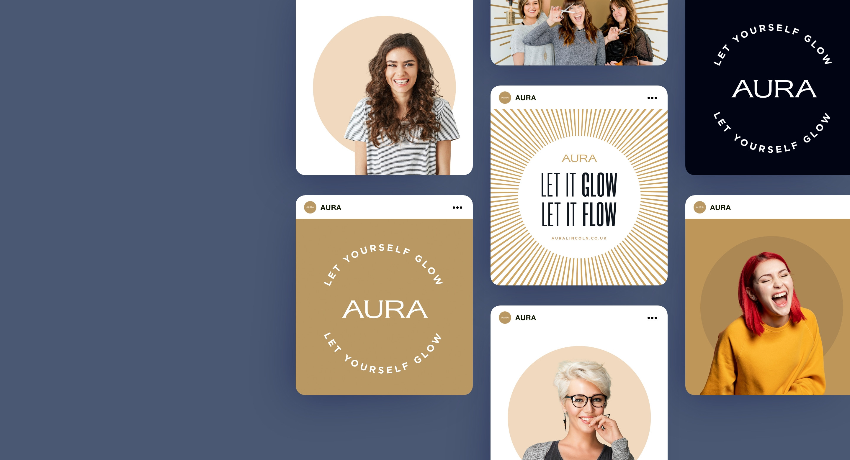 AURA Hair & Beauty social media template design by Root Studio