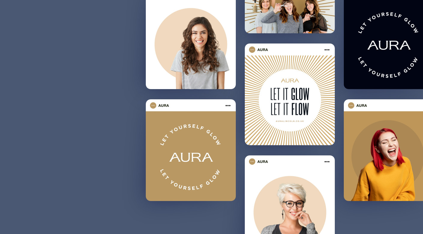 AURA Hair & Beauty social media template design by Root Studio