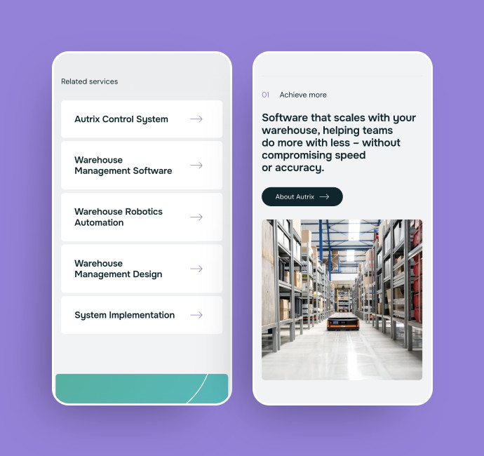 Autrix warehouse automation website design