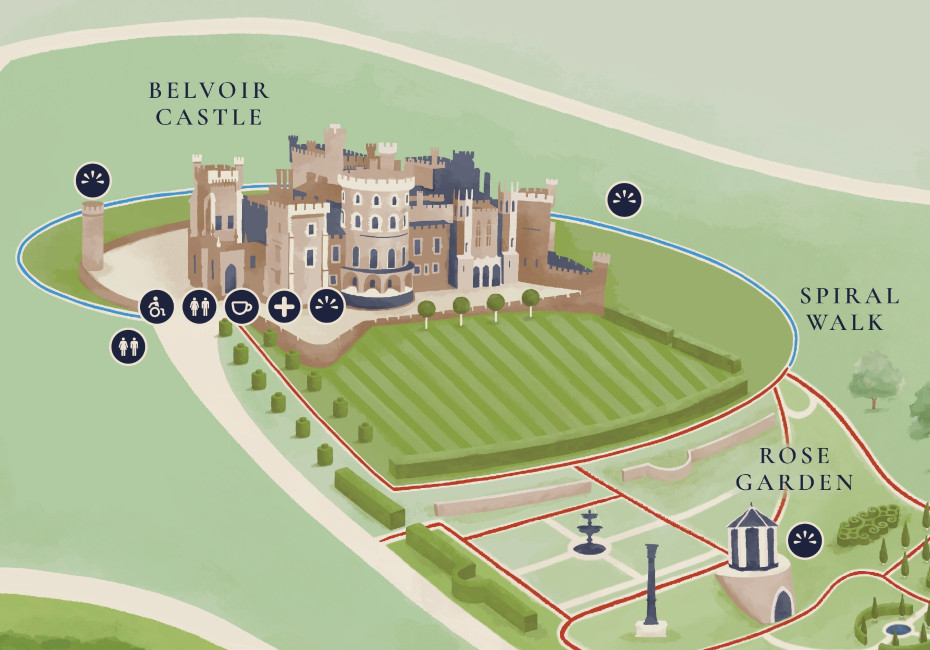 Belvoir Castle & Gardens illustrated map design by Root Studio