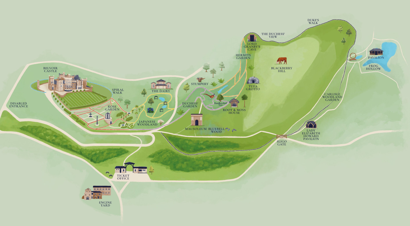 Belvoir Castle & Gardens illustrated map design by Root Studio