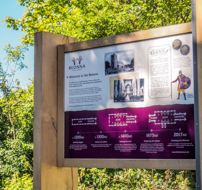 Beonna church history interpretation sign design by Root Studio
