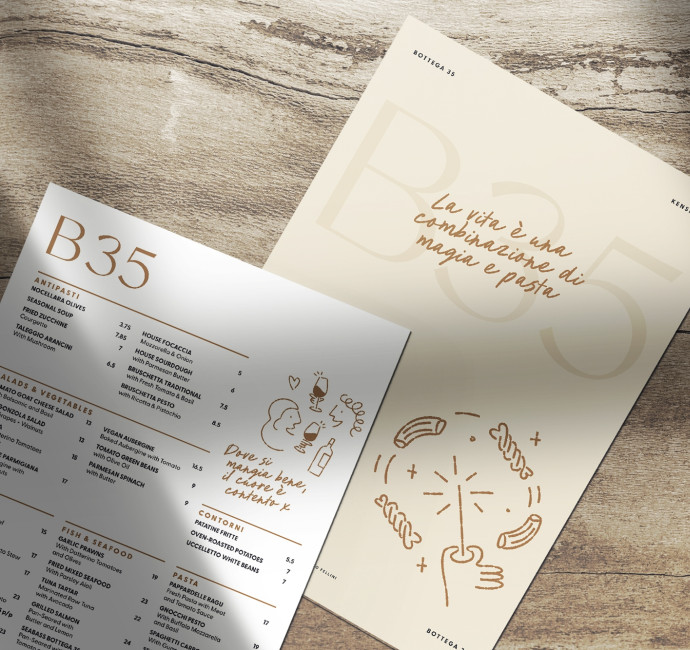 Bottega 35 Menu Design