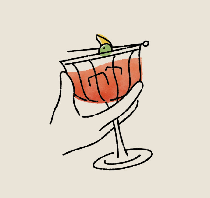 Bottega 35 London restaurant cocktail illustration
