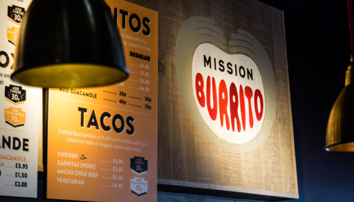 Mission Burrito menu signage