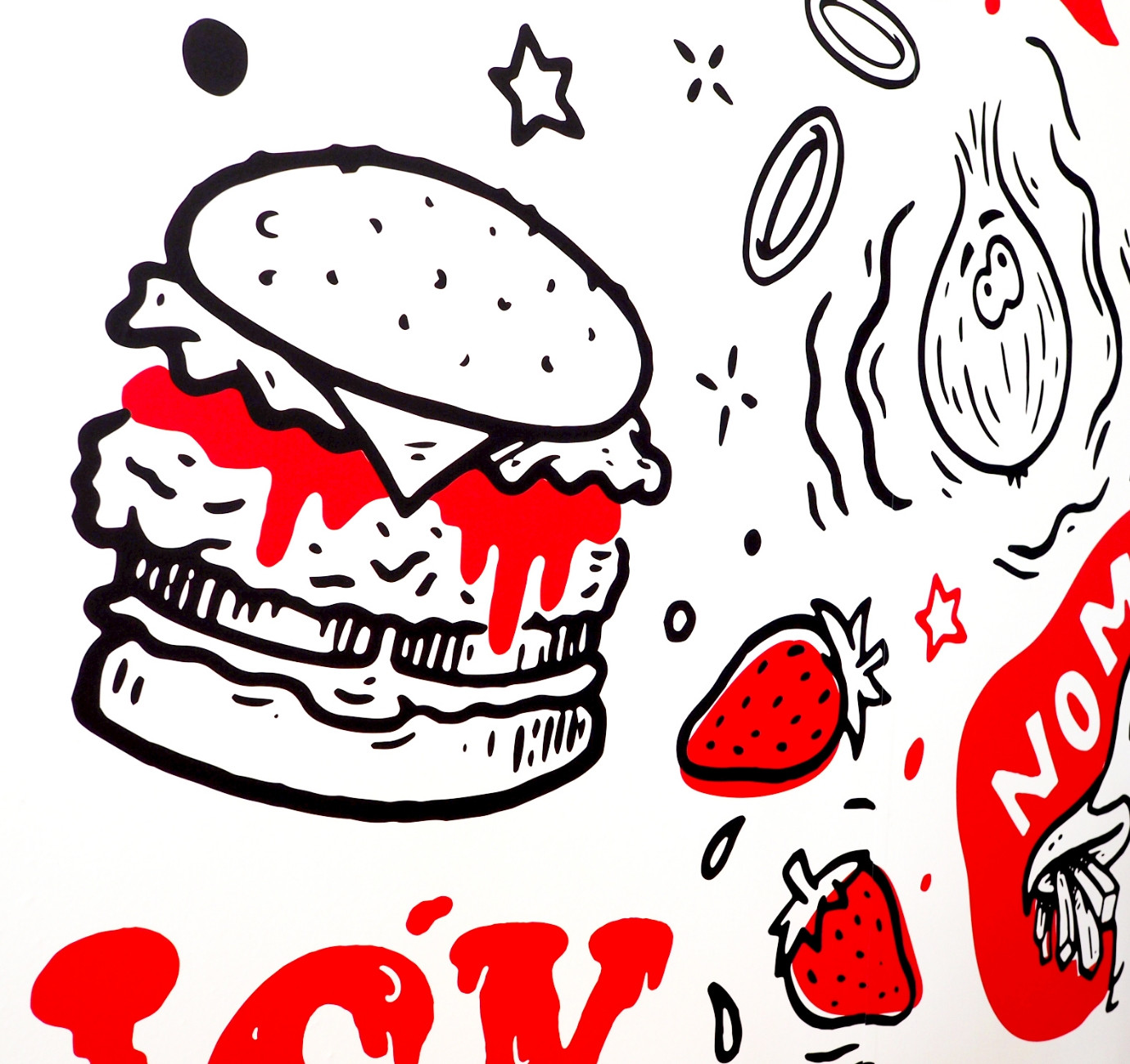 Lincoln College burger restaurant wall mural design by Root Studio