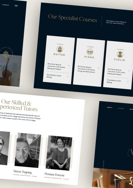 School of Musical Instrument Crafts website design by Root Studio