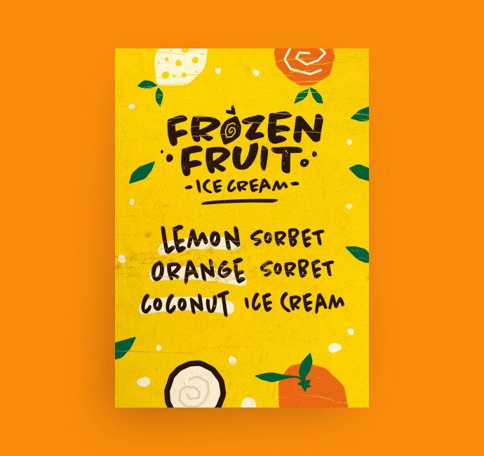 Frozen fruit menu board