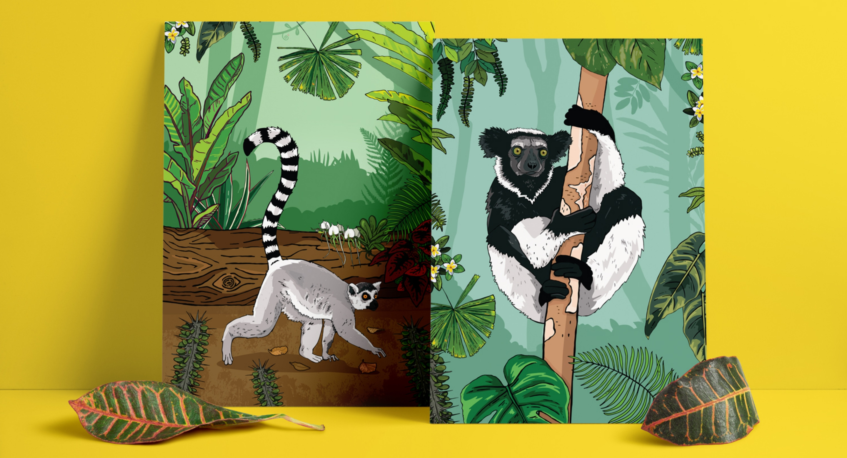 Chester Zoo illustrated lemur designs by Root Studio