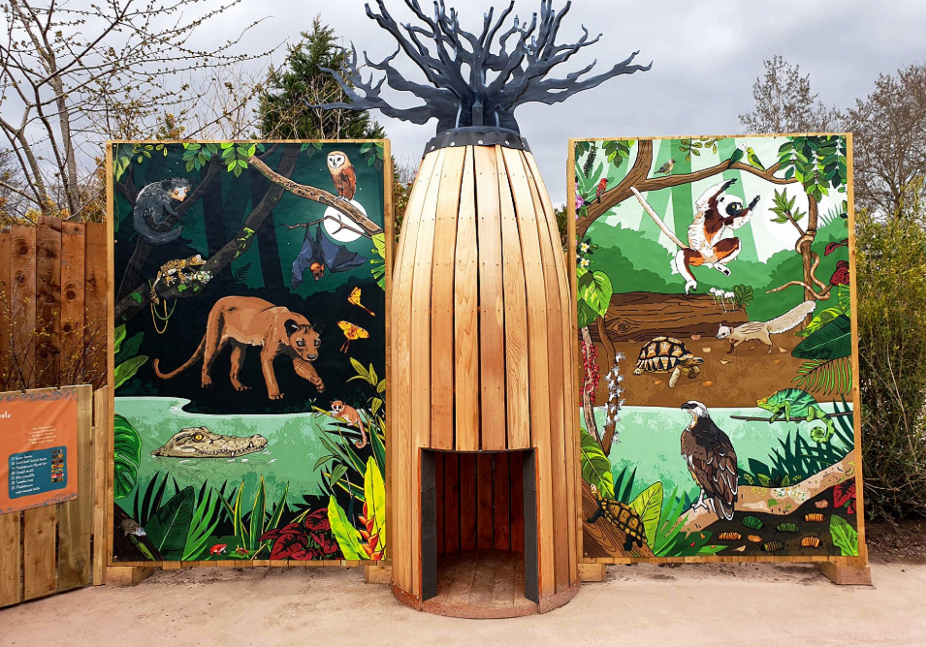 Chester Zoo illustrated mural night and day design by Root Studio