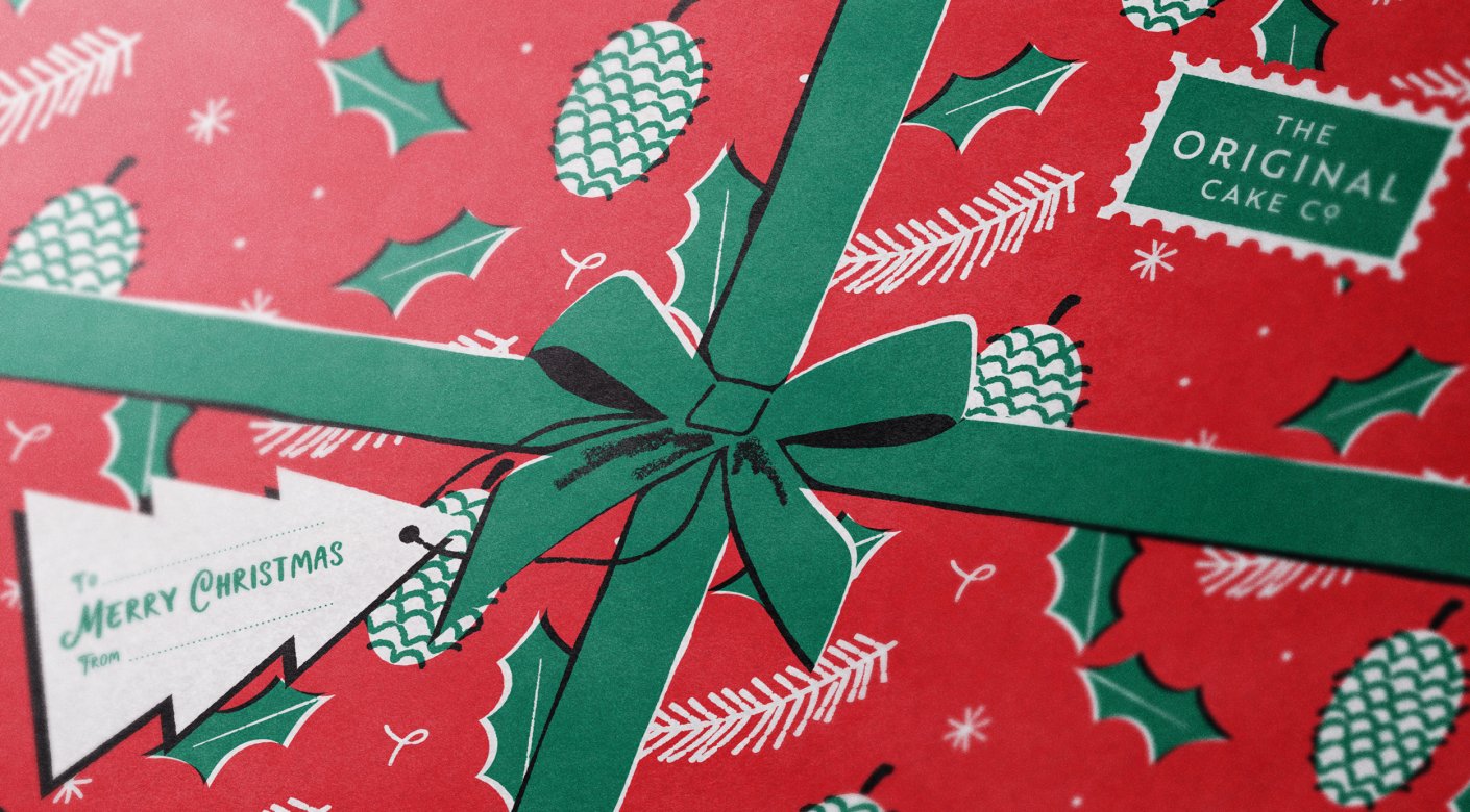 Christmas wrapping paper box design close up