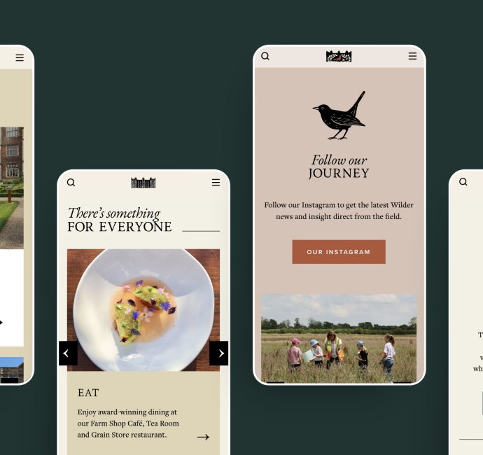 Doddington Hall & Gardens website shown on mobile