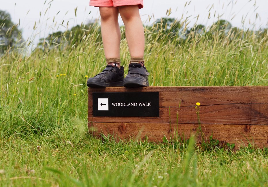 Doddington Hall railway sleeper directional signage