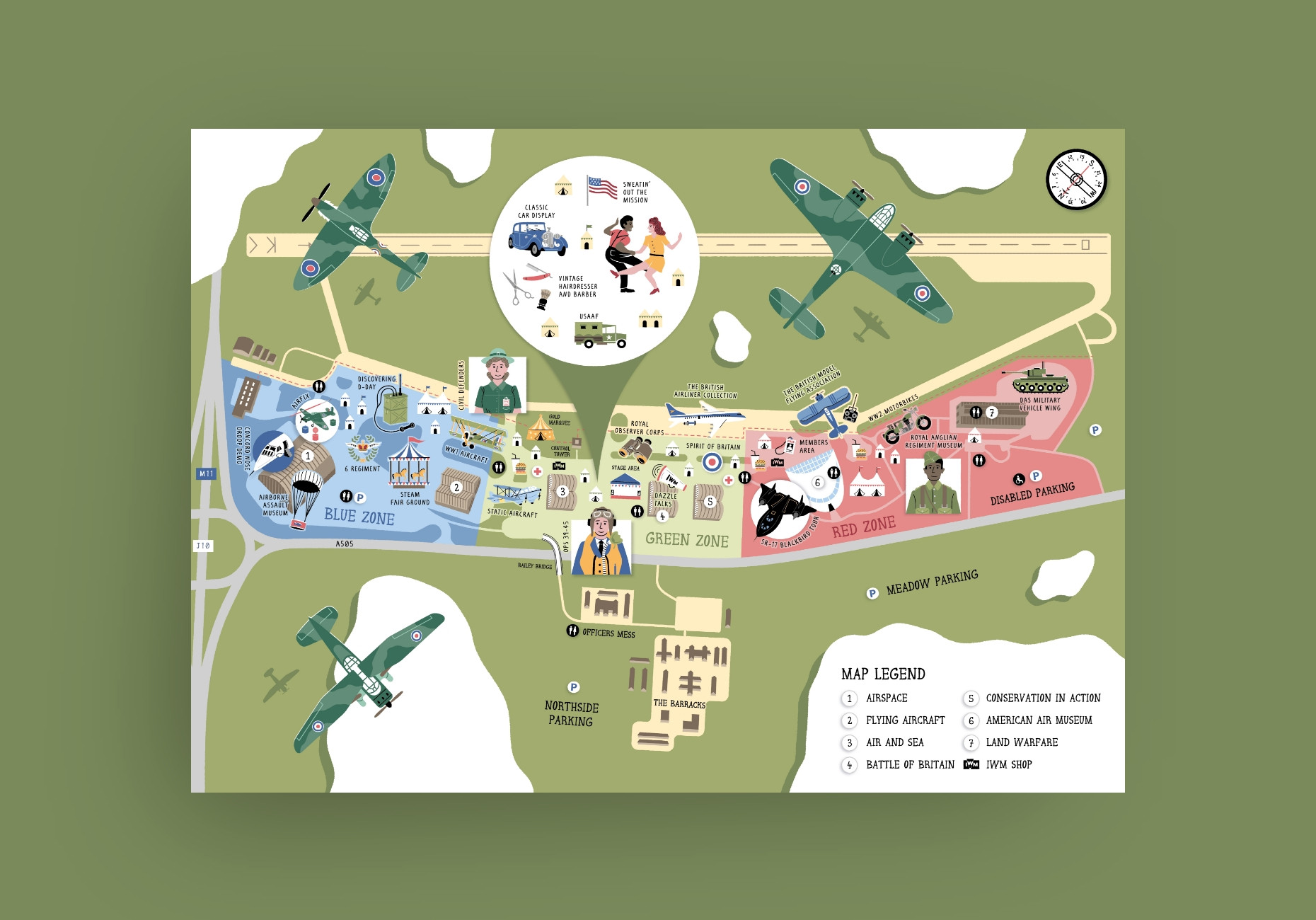Duxford Air Show illustrated map design by Root Studio