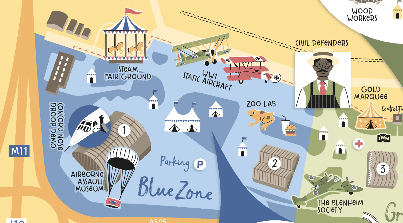 Duxford Air Show illustrated map design by Root Studio
