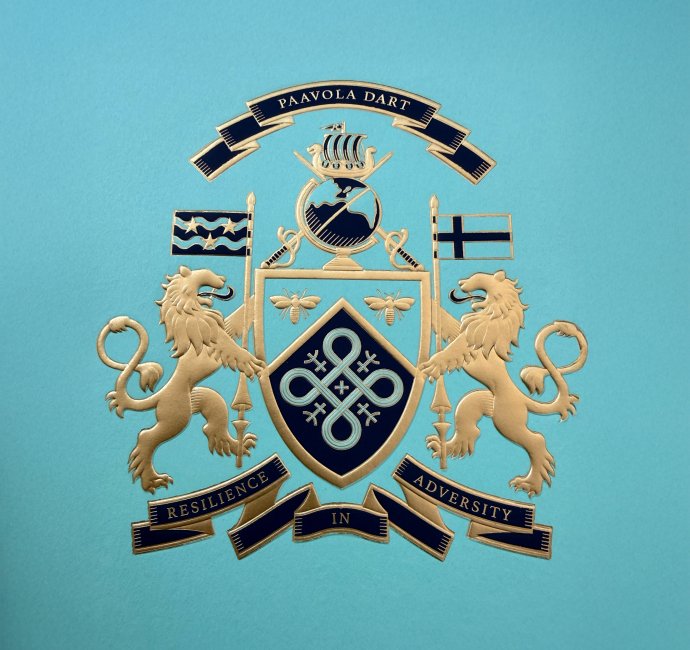 Gold foil family crest design